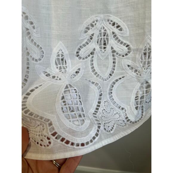 Talbots Plus Size 1X White Eyelet Midi Skirt Cotton Cottagecore Pockets - Picture 4 of 9